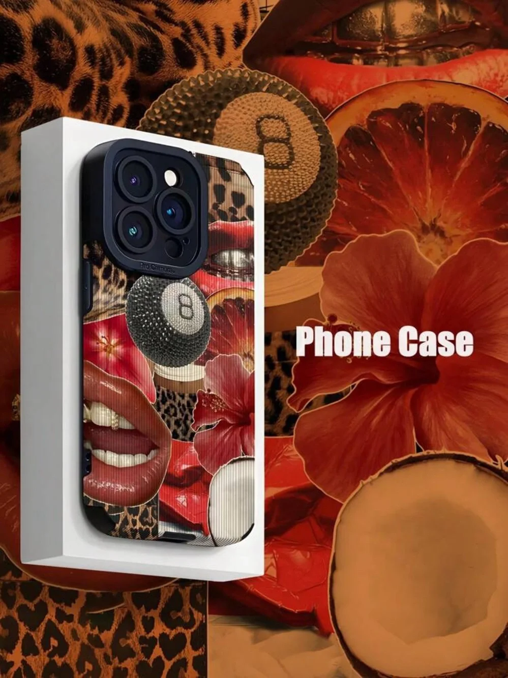 Red Floral & Leopard Graphic 15 pro max iPhone Case